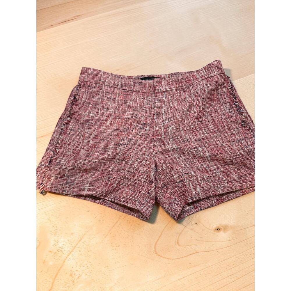 Banana Republic Tweed Shorts Size 4 Red White Blue Fringe Side Detail